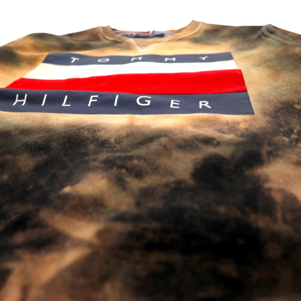 TOMMY HILFIGER Tie-dye front V sweatshirt M black printed flag logo