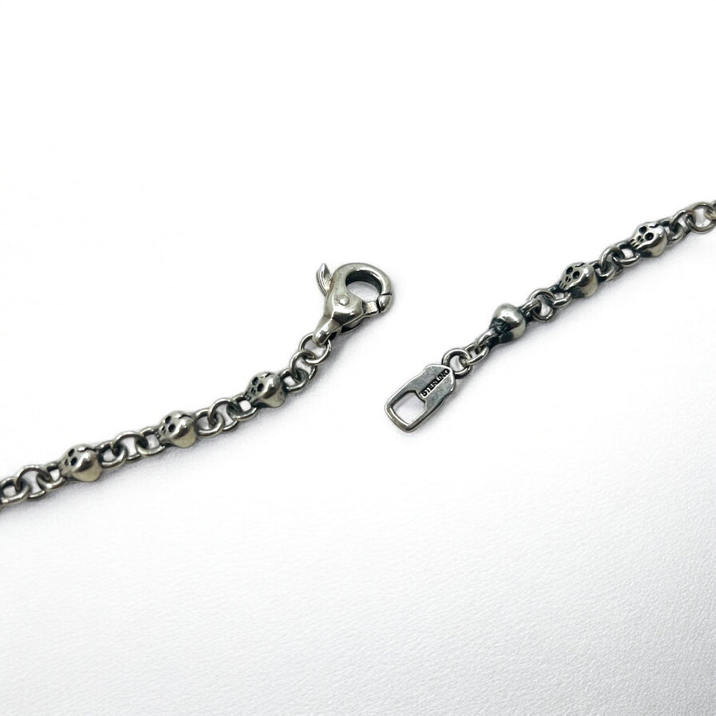 Vintage Skull Chain Necklace Skull Chain Necklace Pendant Silver STERLING 925 Gothic Rock