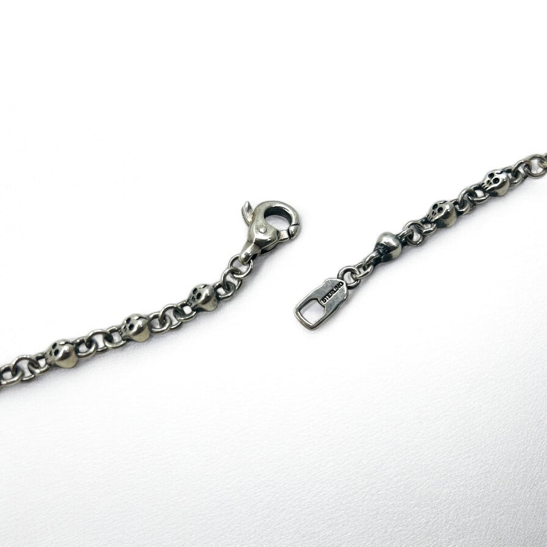 Vintage Skull Chain Necklace Skull Chain Necklace Pendant Silver STERLING 925 Gothic Rock