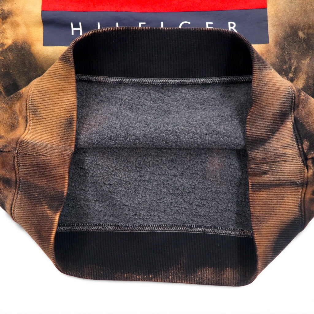 TOMMY HILFIGER Tie-dye front V sweatshirt M black printed flag logo