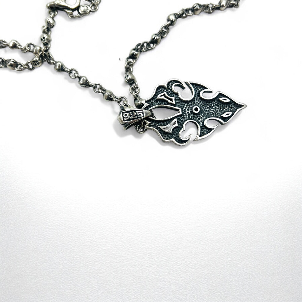 Vintage Skull Chain Necklace Skull Chain Necklace Pendant Silver STERLING 925 Gothic Rock