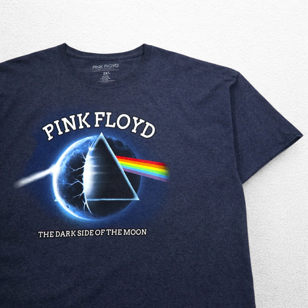 PINK FLOYD Pink Floyd Rock Band T-Shirt Band Tee 2XL Navy Madness The Dark Side of the Moon Made in El Salvador