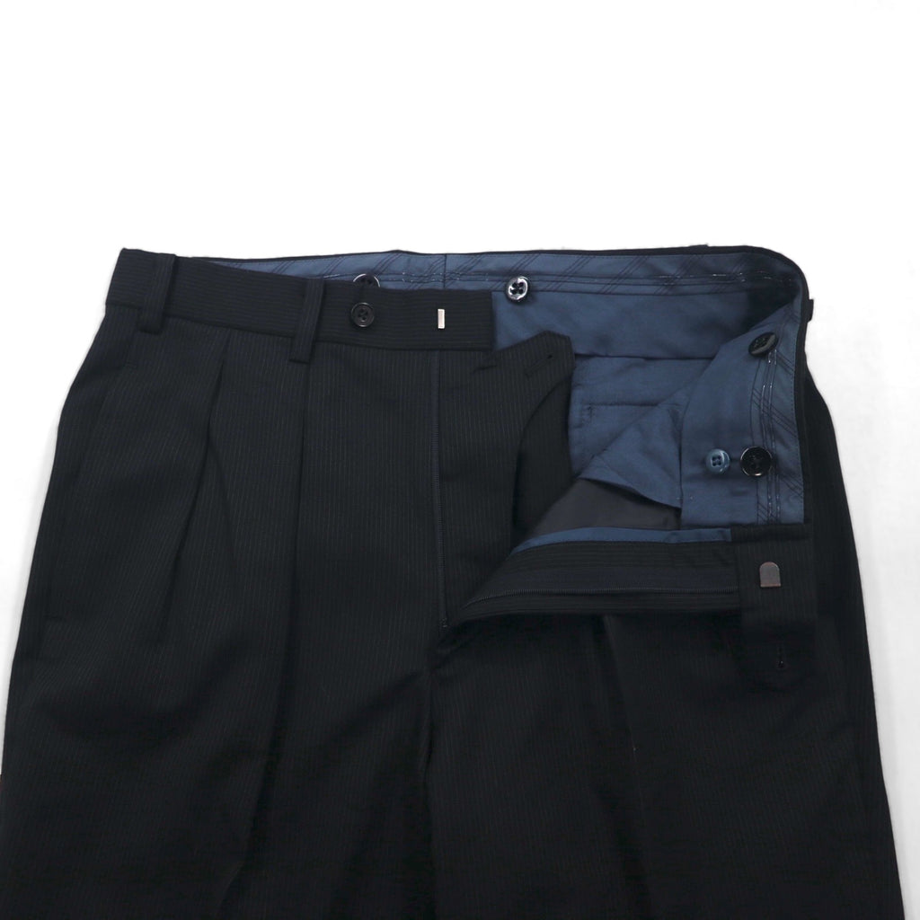Burberry's Classics Vintage Super 100s 3B Suit Set, Size L, Black Wool with Shadow Stripe