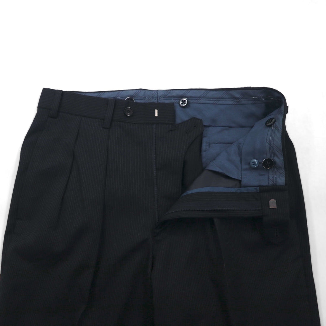 Burberry's Classics Vintage Super 100s 3B Suit Set, Size L, Black Wool with Shadow Stripe