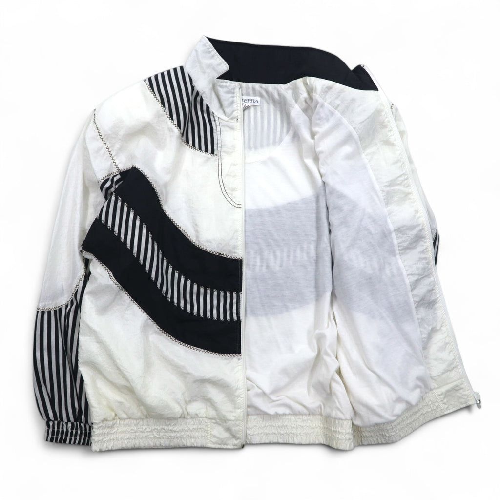 Vintage 80s Windbreaker Jacket SUNTERRA Nylon Jacket Jersey L White All-over Pattern