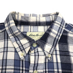 Eddie Bauer 90年代 ボタンダウン フランネルシャツ XL ホワイト ネイビー チェック コットン