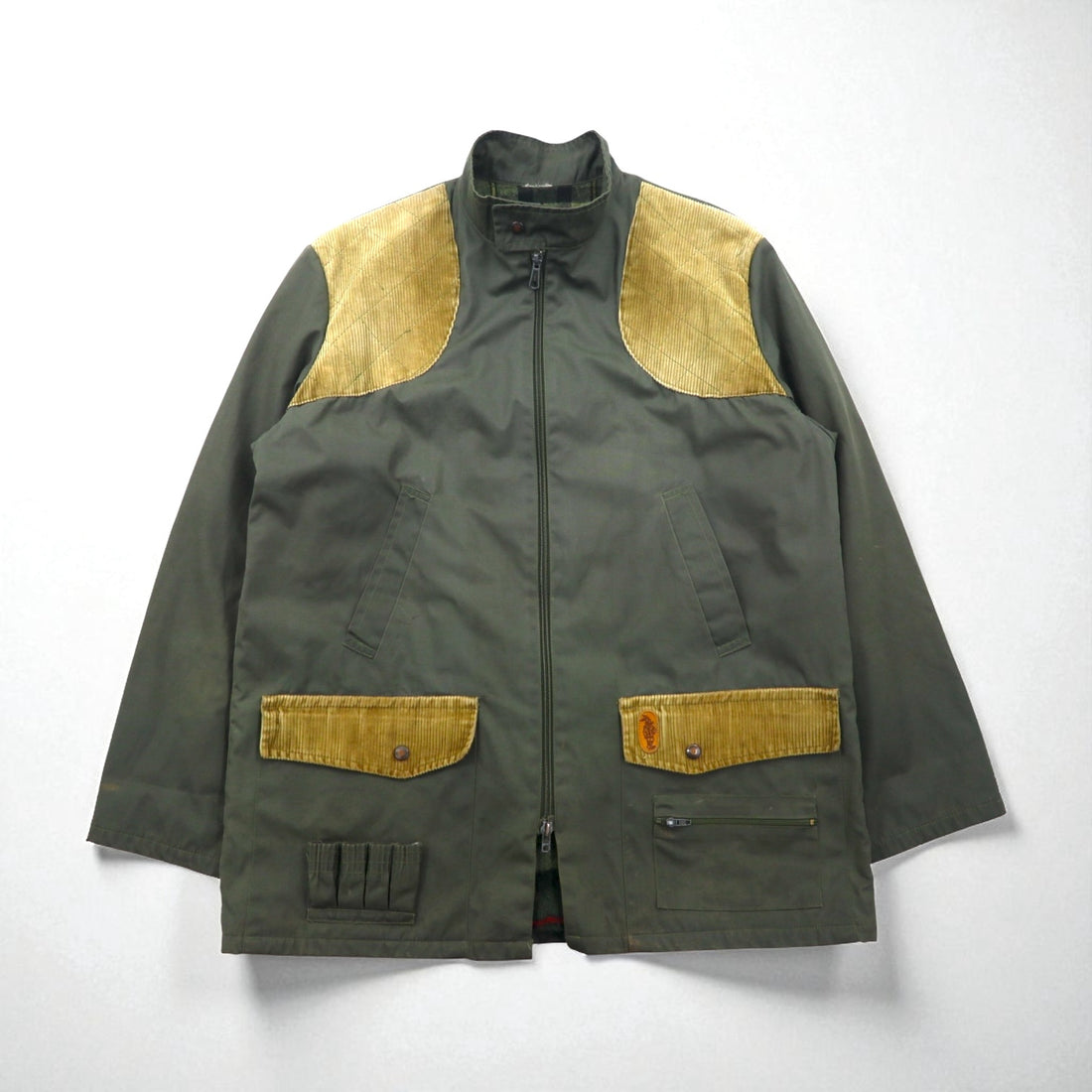 COLAMTISS 1970s French Corduroy Hunting Jacket, Khaki, Size L, DMC Zipper, Eurowork