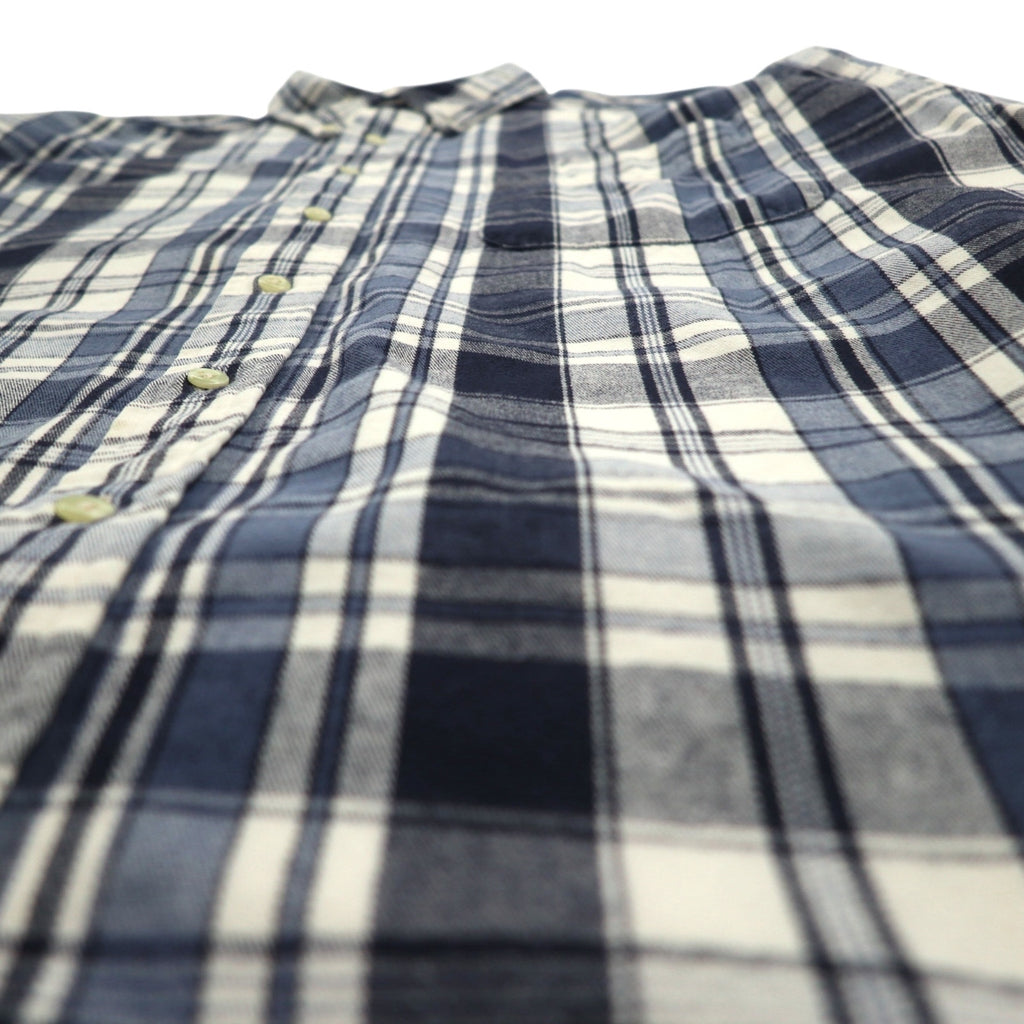 Eddie Bauer 90年代 ボタンダウン フランネルシャツ XL ホワイト ネイビー チェック コットン