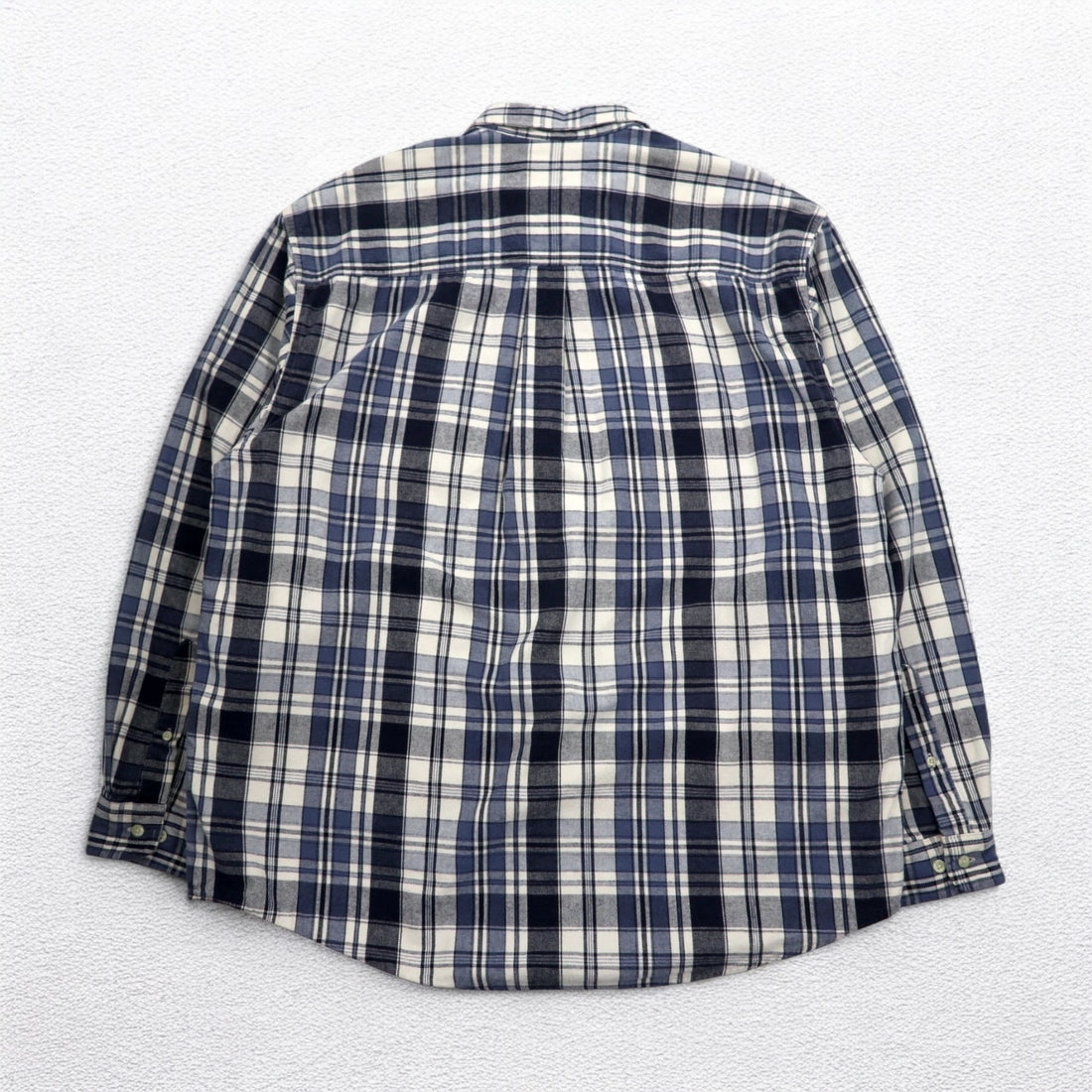Eddie Bauer 90年代 ボタンダウン フランネルシャツ XL ホワイト ネイビー チェック コットン