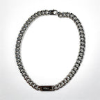 FENDI Metal Chain Necklace Silver Kihei Baguette Link MP4722 Made in Italy