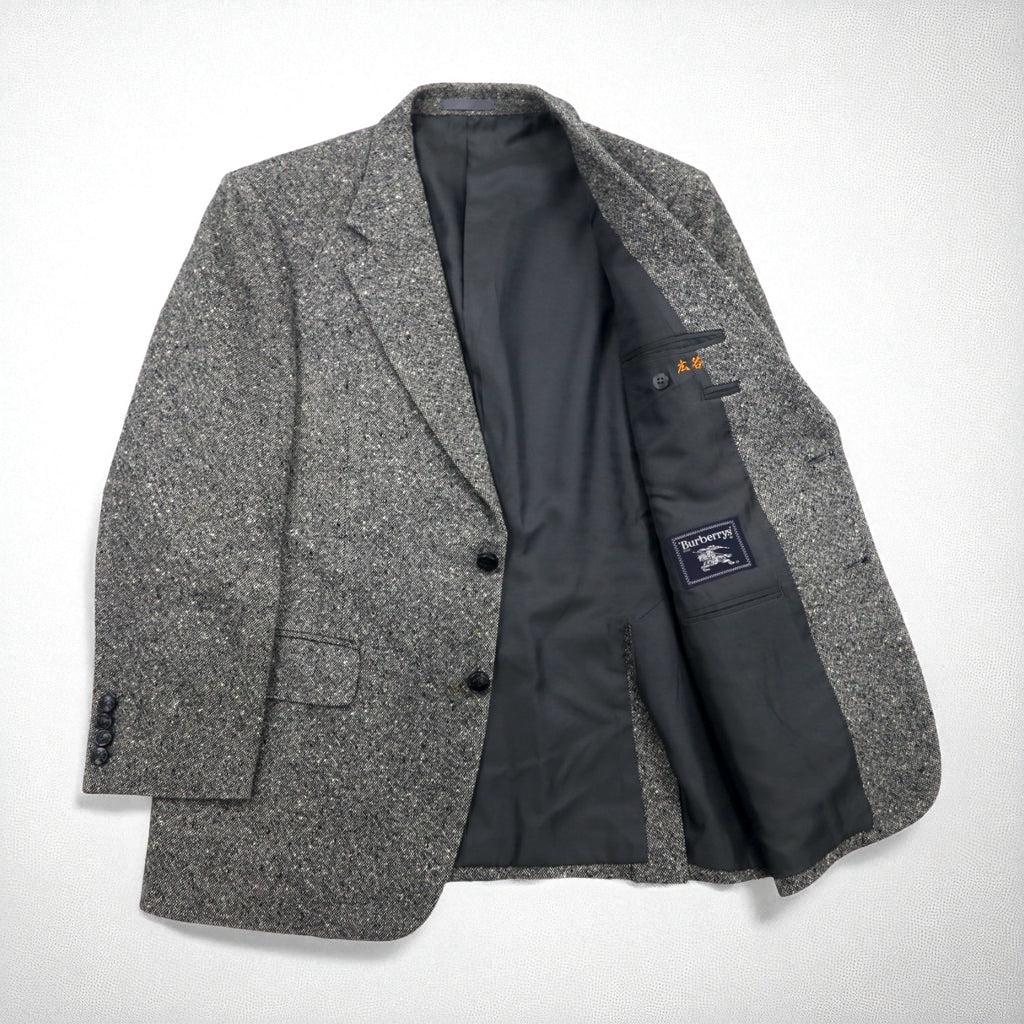 Burberry's Old Cashmere Blend 2B Tweed Jacket, Size M, Gray, Wool, Made in Japan