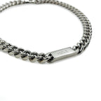 FENDI Metal Chain Necklace Silver Kihei Baguette Link MP4722 Made in Italy
