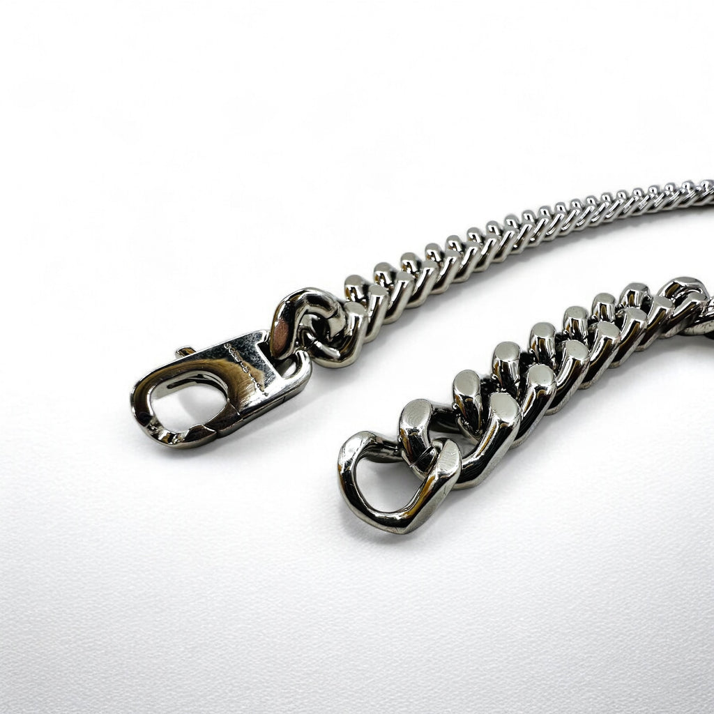 FENDI Metal Chain Necklace Silver Kihei Baguette Link MP4722 Made in Italy