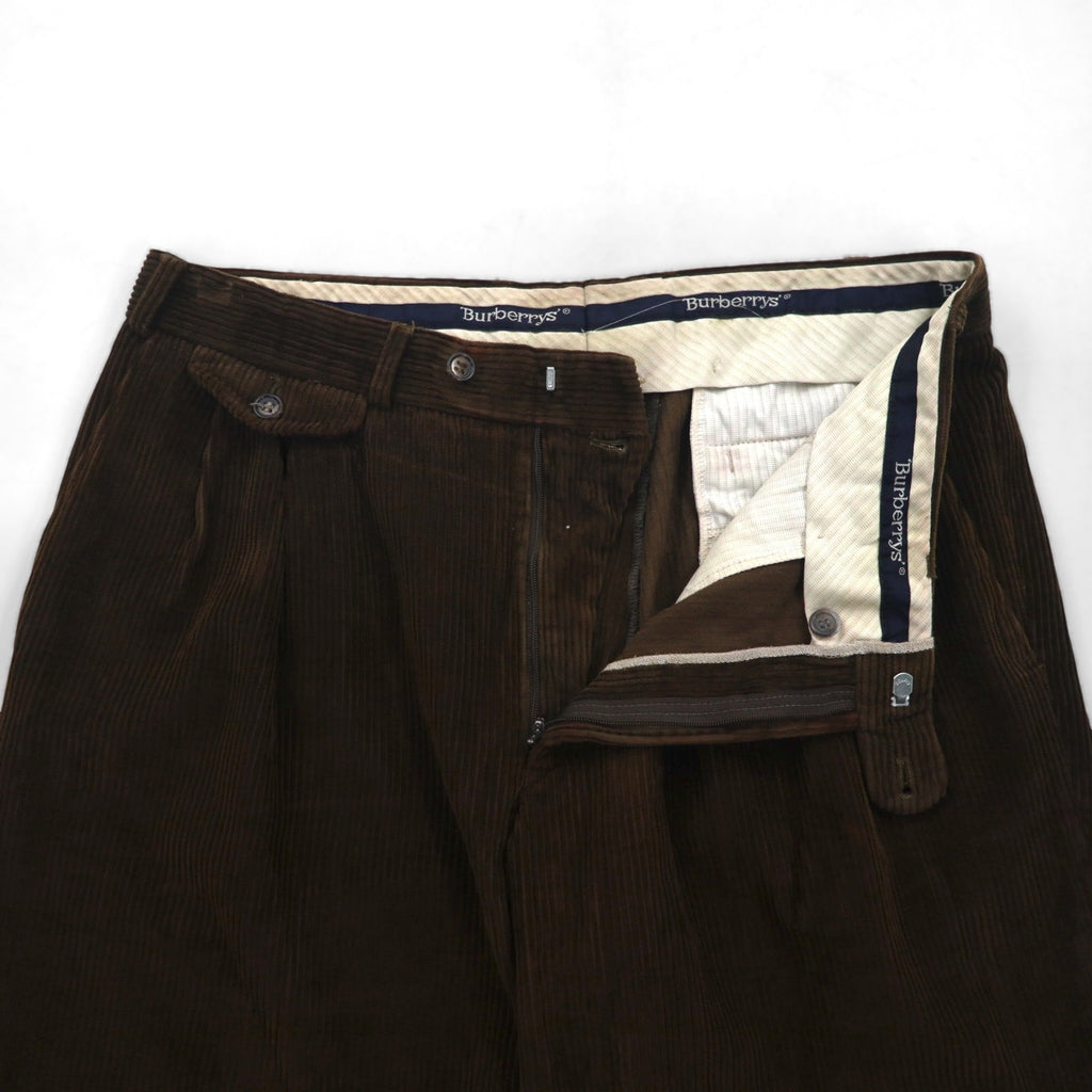 Burberry's 1980s West German-made wide-leg corduroy pants, size L, brown, cotton.