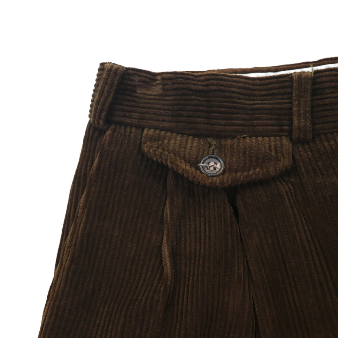 Burberry's 1980s West German-made wide-leg corduroy pants, size L, brown, cotton.