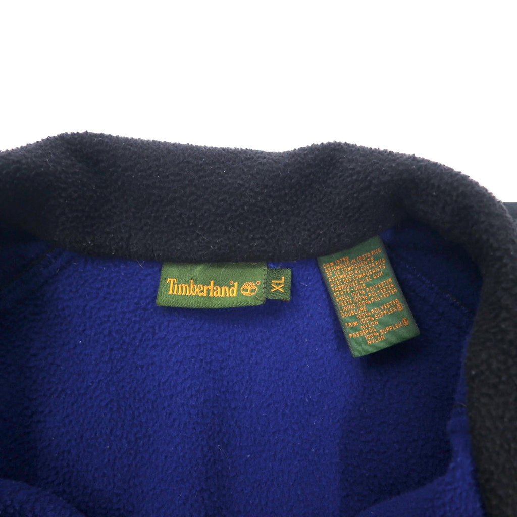 Timberland 90's Nylon Switch Full Zip Fleece Jacket XL Navy Polyester One Point Logo Embroidery Big Size
