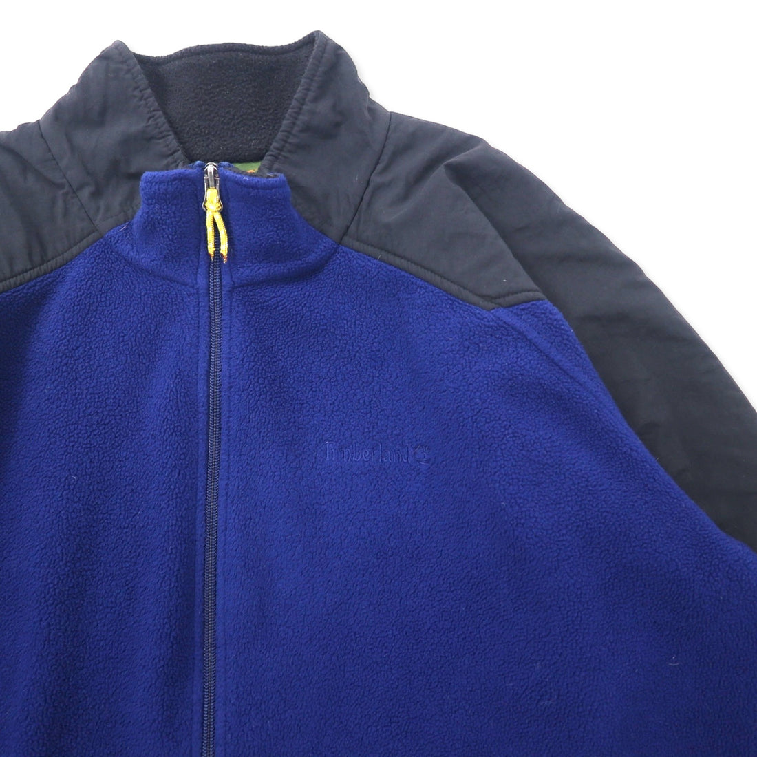 Timberland 90's Nylon Switch Full Zip Fleece Jacket XL Navy Polyester One Point Logo Embroidery Big Size