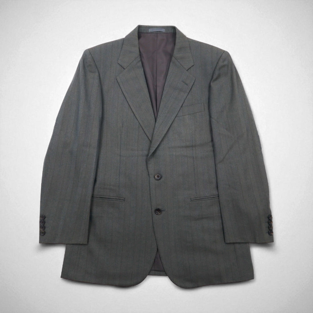 Burberry's Old 2B Tailored Jacket, Size L, Gray Wool Shadow Stripe, Made in Japan