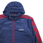 adidas originals 00s nylon jacket jersey S navy 3 stripes stowable hood