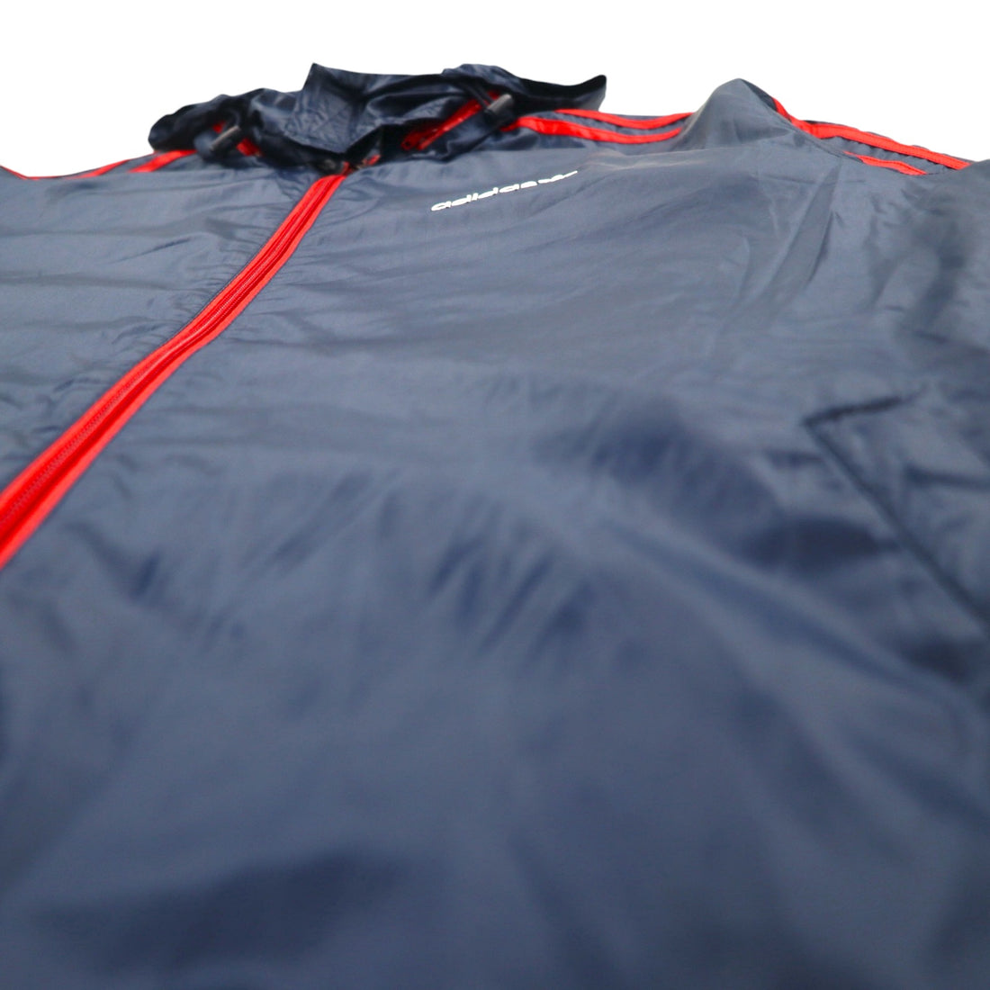 adidas originals 00s nylon jacket jersey S navy 3 stripes stowable hood