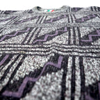 Made in Italy 90s COLORE All-over print jacquard knit sweater XL Grey Acrylic Geometric pattern