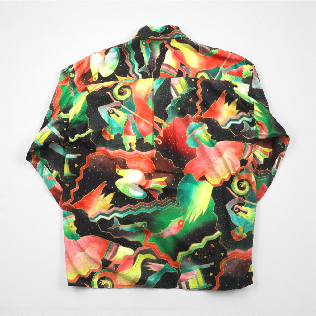 VERSACE 80s Made in Italy Shirt, Small, Multicolor Allover Pattern, Art, Bi-Fold, JEANS COUTURE