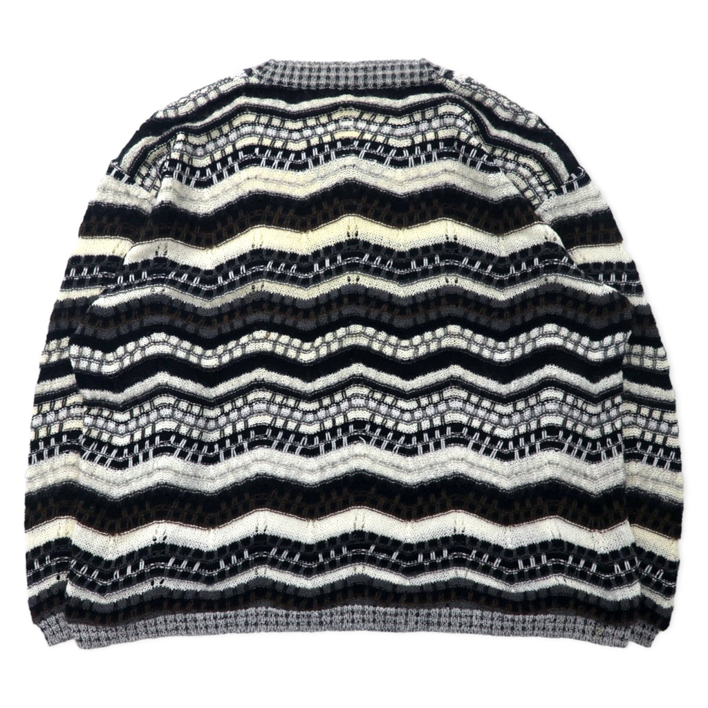 Ficce YOSHIYUKI KONISHI V-Neck 3D Design Knit Sweater L Multicolor Wool Made in Japan