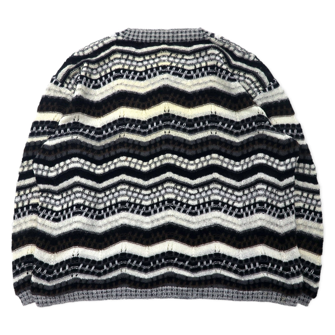 Ficce YOSHIYUKI KONISHI V-Neck 3D Design Knit Sweater L Multicolor Wool Made in Japan