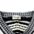 Ficce YOSHIYUKI KONISHI V-Neck 3D Design Knit Sweater L Multicolor Wool Made in Japan