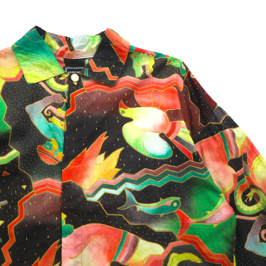 VERSACE 80s Made in Italy Shirt, Small, Multicolor Allover Pattern, Art, Bi-Fold, JEANS COUTURE