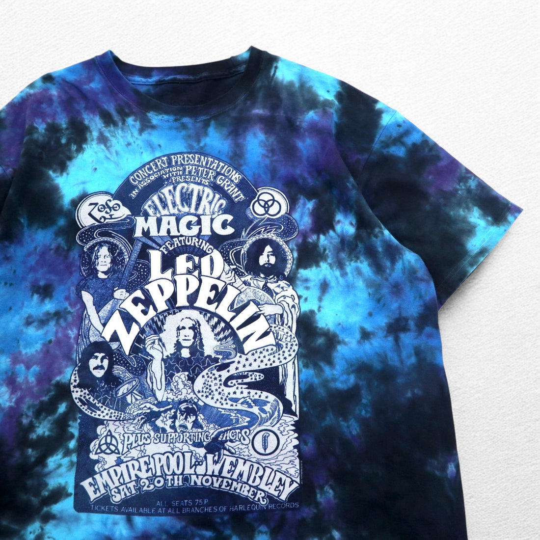 LED ZEPPELIN Led Zeppelin Rock Band T-Shirt Band Tee XL Blue Tie-dye ELECTRIC MAGIC Electric Magician LIQUID BLUE