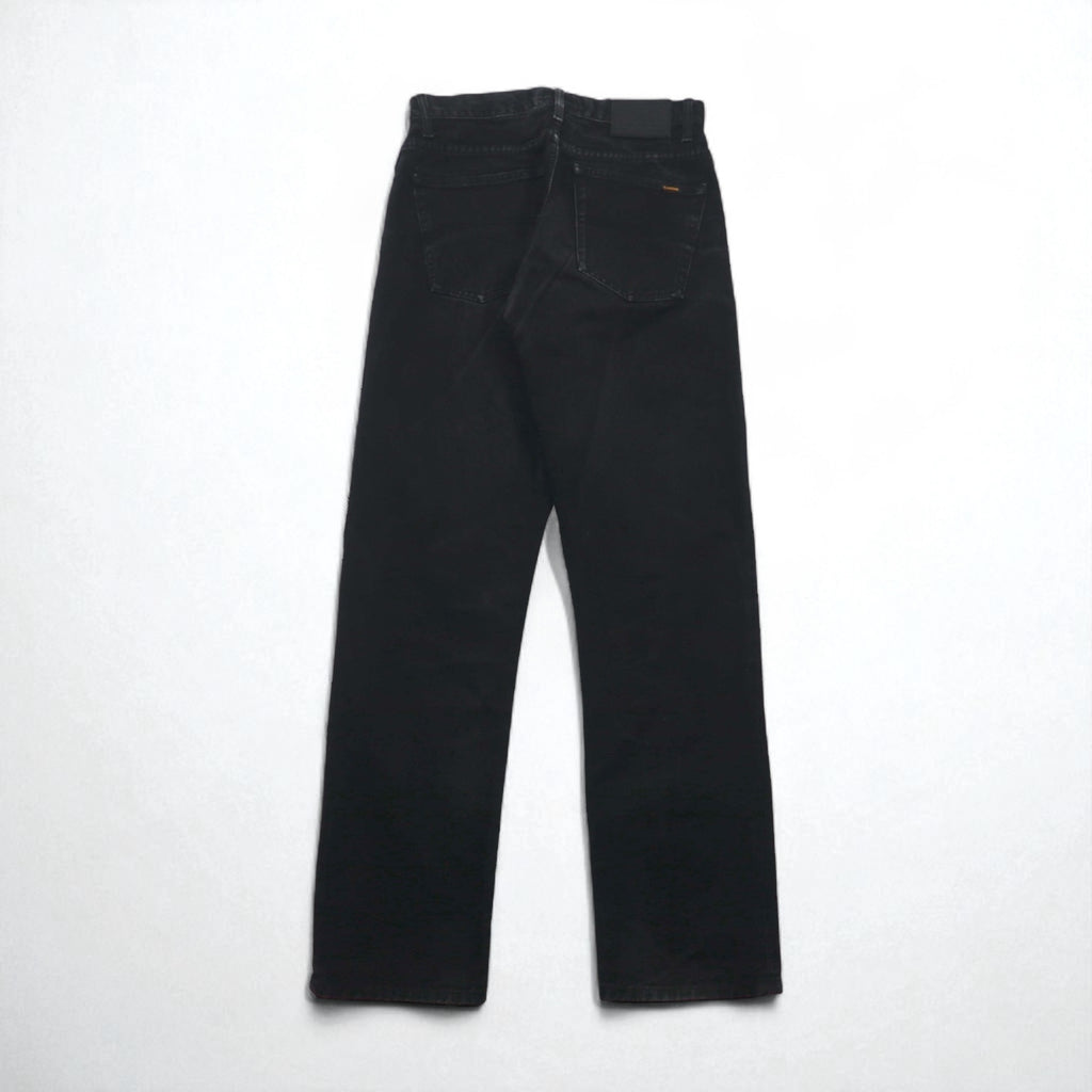 POLO JEANS CO. RALPH LAUREN 90s Straight Denim Pants, Size M, Black, Button Fly, Leather Patch, Made in Morocco
