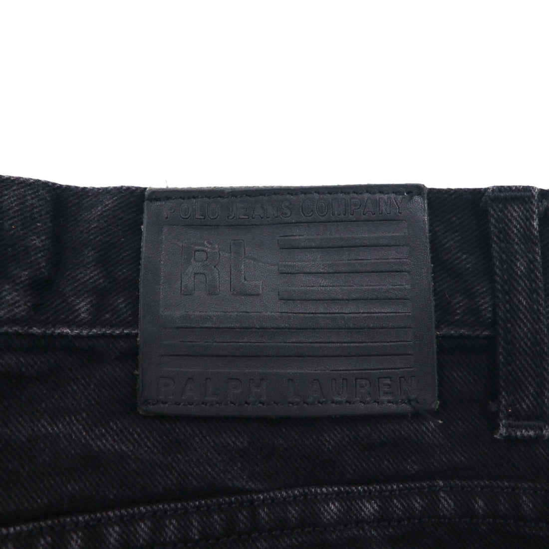 POLO JEANS CO. RALPH LAUREN 90s Straight Denim Pants, Size M, Black, Button Fly, Leather Patch, Made in Morocco