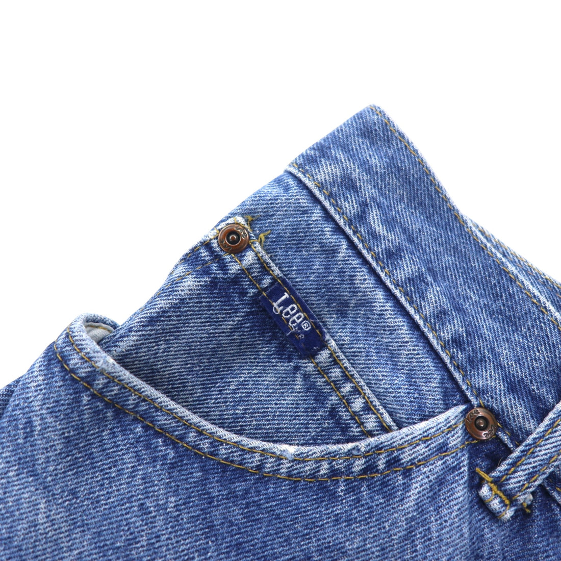 Lee 90年代 USA製 デニムパンツ 34 ブルー コットン レザーパッチ ジッパーフライ 200-8989