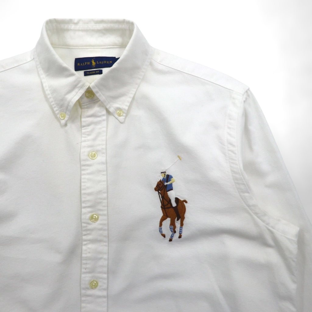 Ralph Lauren ビッグポニー 刺繍 オックスフォード ボタンダウン シャツ M ホワイト コットン ロゴ