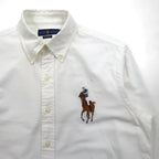 Ralph Lauren ビッグポニー 刺繍 オックスフォード ボタンダウン シャツ M ホワイト コットン ロゴ
