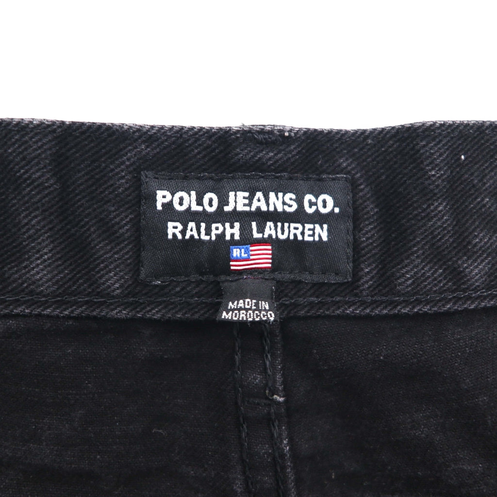 POLO JEANS CO. RALPH LAUREN 90s Straight Denim Pants, Size M, Black, Button Fly, Leather Patch, Made in Morocco