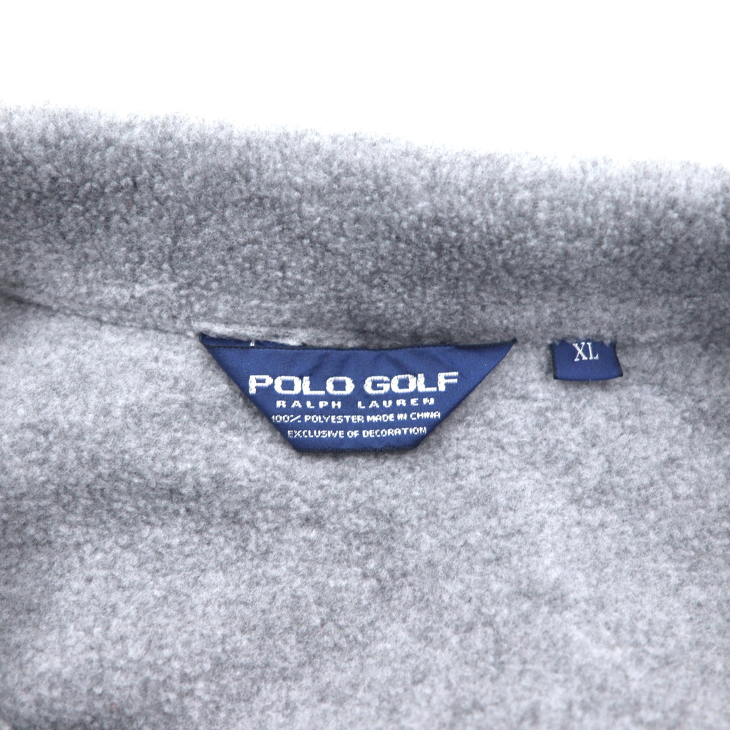 POLO GOLF RALPH LAUREN 90s Half Snap Fleece Jacket XL Gray Polyester Drawcord
