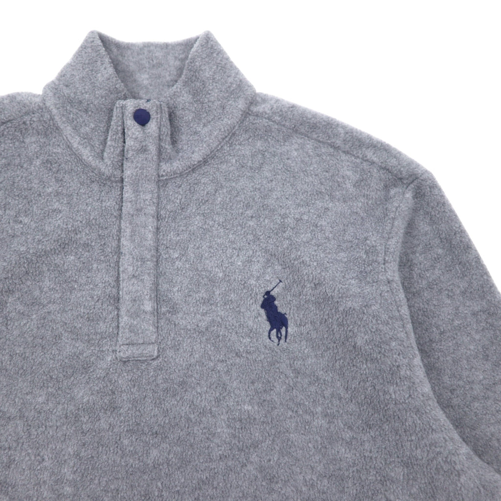 POLO GOLF RALPH LAUREN 90s Half Snap Fleece Jacket XL Gray Polyester Drawcord