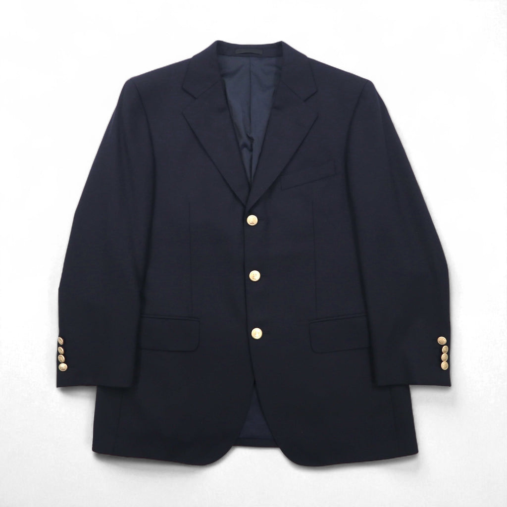 BURBERRY Cashmere Blend 3B Tailored Jacket Blazer, Navy Blue, Size S, Wool, Gold Buttons, Made in Japan