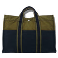 日本然リトテ-古着オンライン-HERMES フランス製 バイカラー フールトゥ MM キャンバス トートバッグ カーキ ブラック コットン-HERMES France Made bi color fourre tout MM canvas tote bag Khaki black cotton