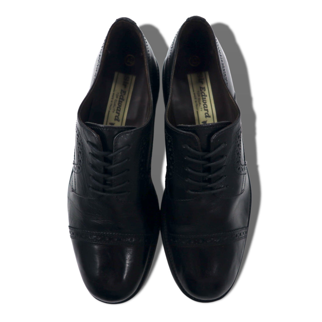 Sir Edward Italian made dress shoes, 26.5cm, black leather, quarter brogue, straight tip