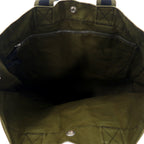 HERMES Made in France Bicolor Fouleaux MM Canvas Tote Bag Khaki Black Cotton