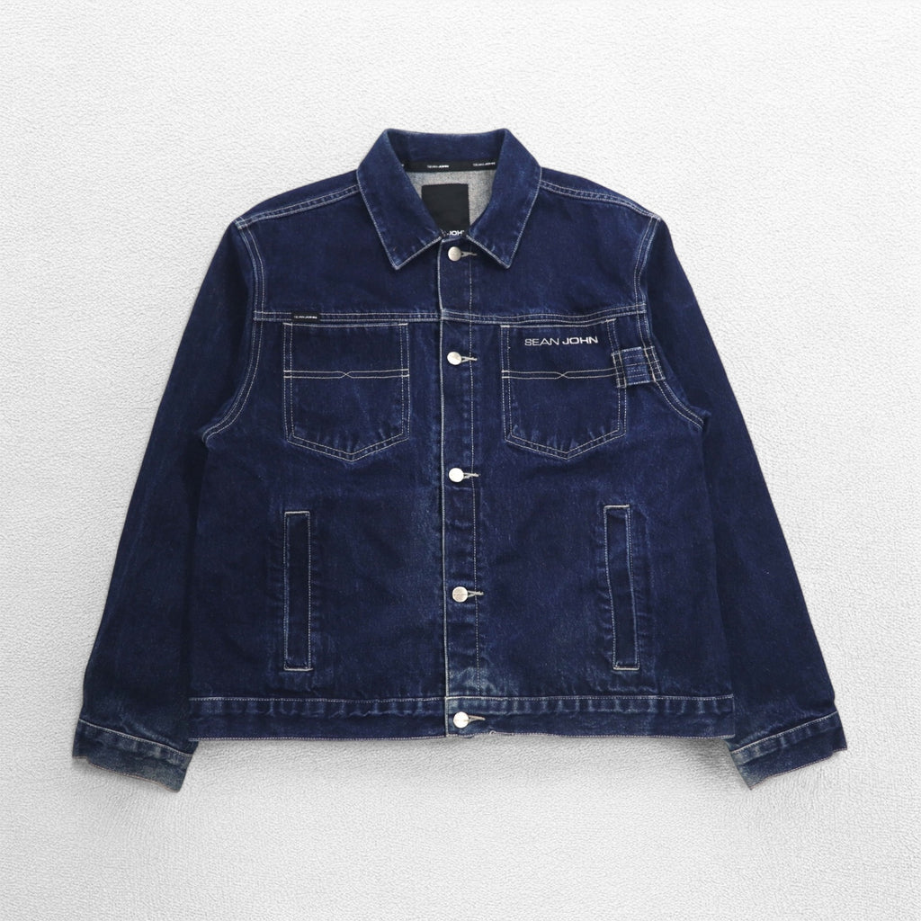 SEAN JOHN 00s Denim Jacket, G-Jean, M, Indigo, Blue, One Point Logo, Embroidered