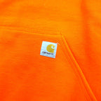 carhartt プルオーバー パーカー L オレンジ スリーブ ロゴ プリント カンガルーポケット K288