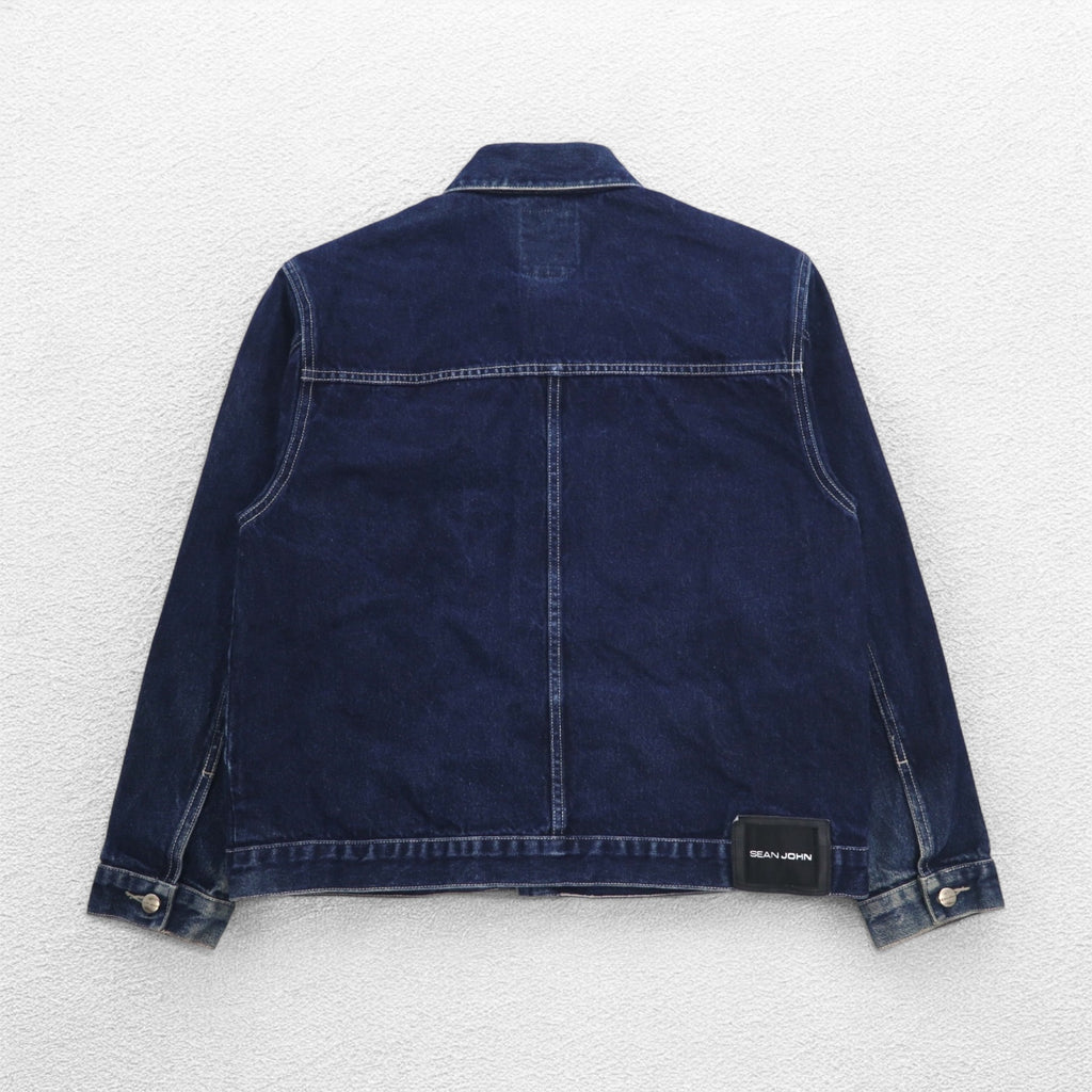 SEAN JOHN 00s Denim Jacket, G-Jean, M, Indigo, Blue, One Point Logo, Embroidered