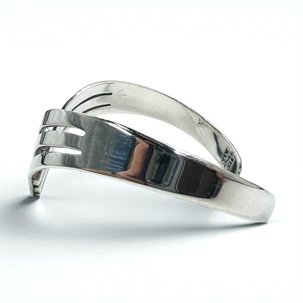 Vintage 925 Silver Cuff Bracelet Made In Mexico メキシカンジュエリー V字 ウェーブ バングル シルバー