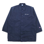Champion 90s Long Coach Jacket M Navy Script Logo Back Print