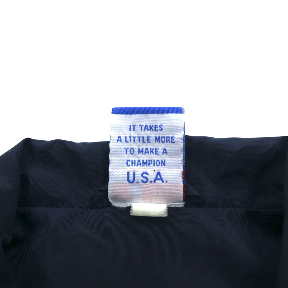 Champion 90s Long Coach Jacket M Navy Script Logo Back Print