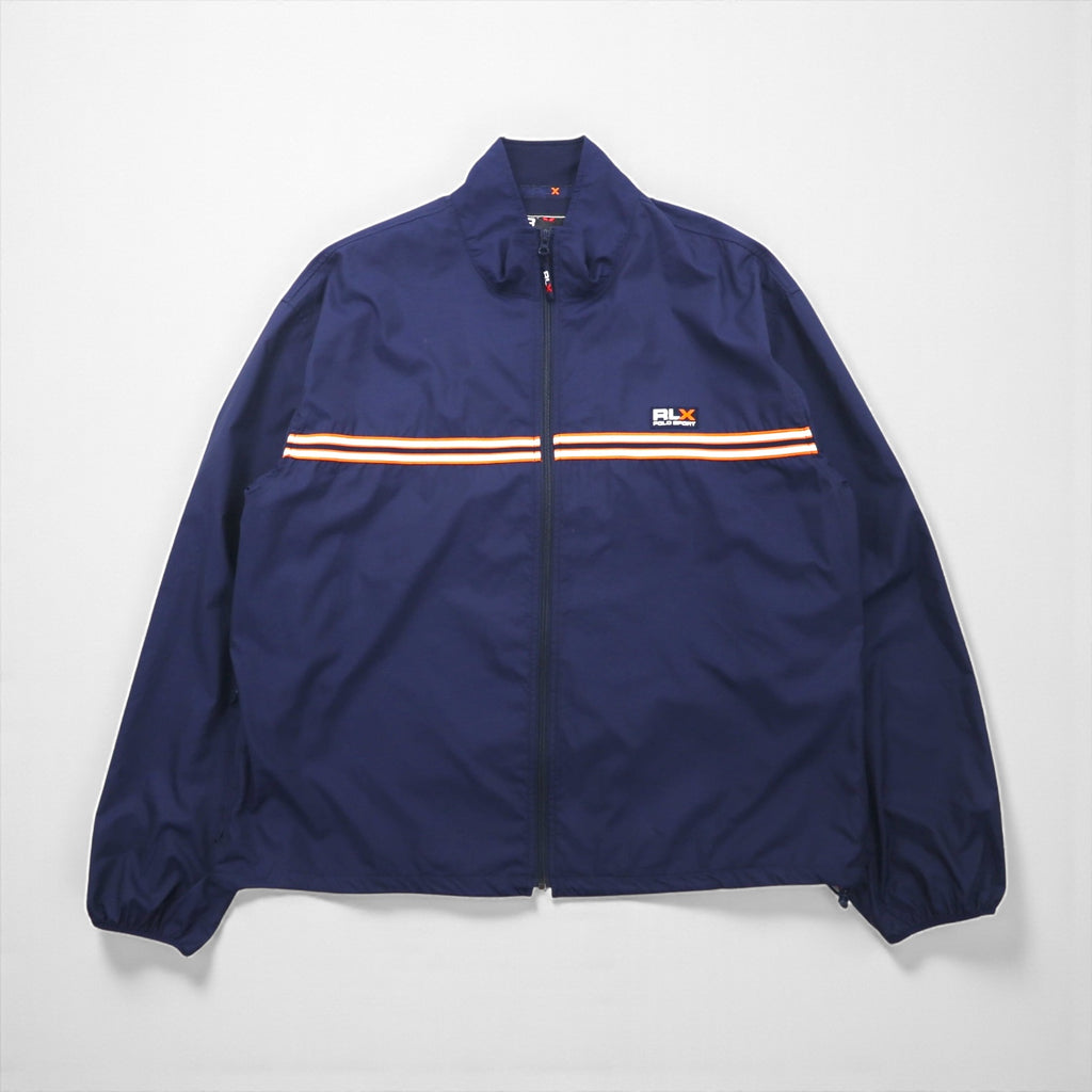 RLX Ralph Lauren Stand Collar Track Jacket 2XL Navy Drawcord Side Zip Pocket
